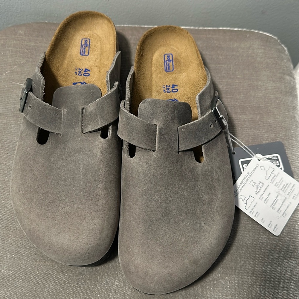 Birkenstock Gray Boston Clogs Shoes Size 40 Narrow Width